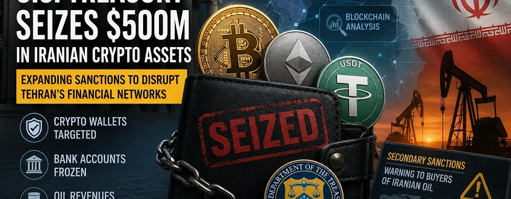 US Treasury Seizes $500M in Iranian Crypto Assets, Expands Sanctions to Disrupt Oil Revenue and Financial Networks Linked to Tehran