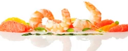 Salade van bio gambas uit Madagascar met citrusvruchten