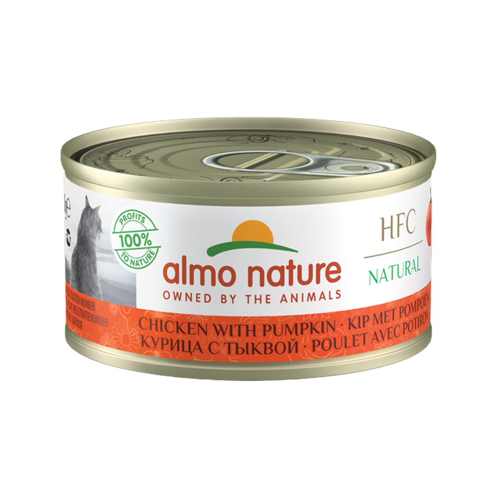 Almo Nature HFC 70 Natural Katzenfutter – Dosen – Huhn & Kürbis – 24 x 70 g