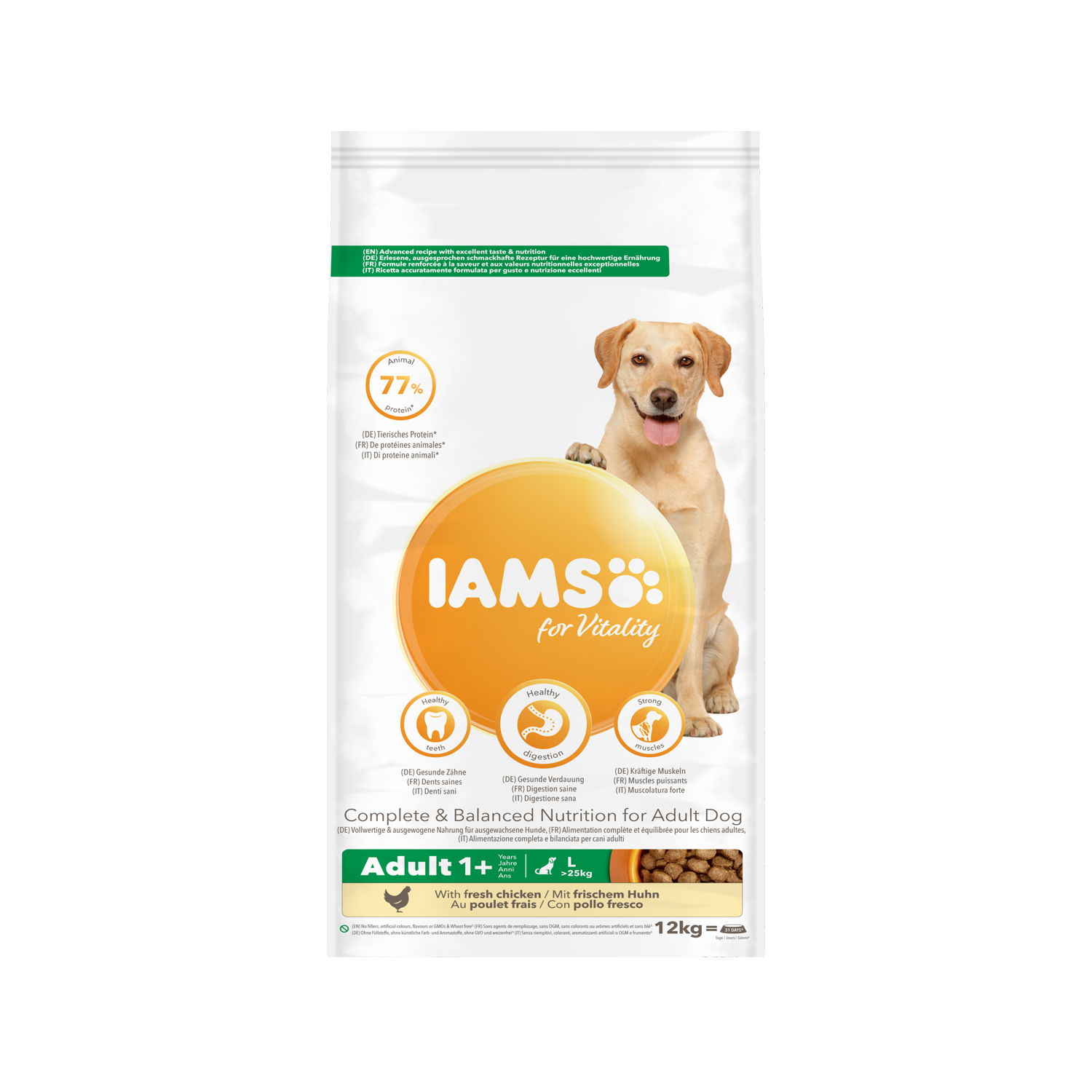 IAMS Adult Large Breed Hundefutter – Chicken – 12 kg