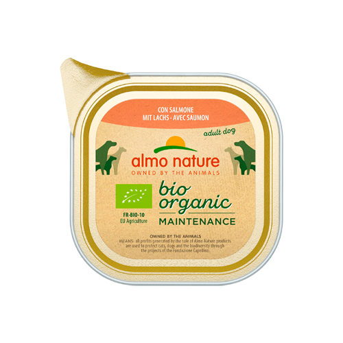 Almo Nature Bio Organic Maintenance Hundefutter – Schälchen – Lachs – 9 x 300 g