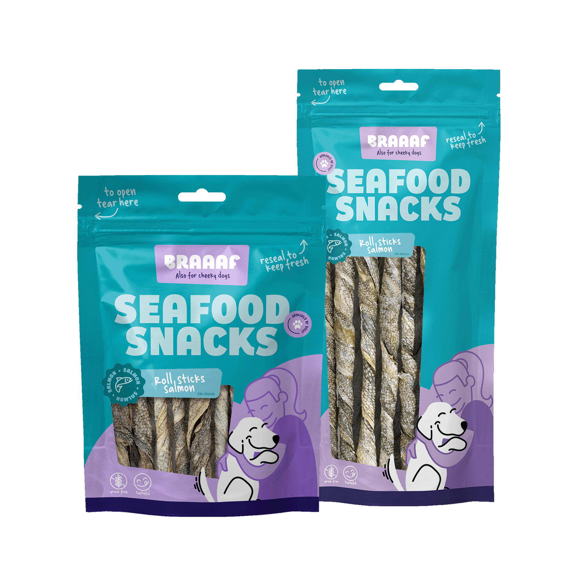 Braaaf Fischsnack Lachs-Rolle Twister – 12 cm – 175 g