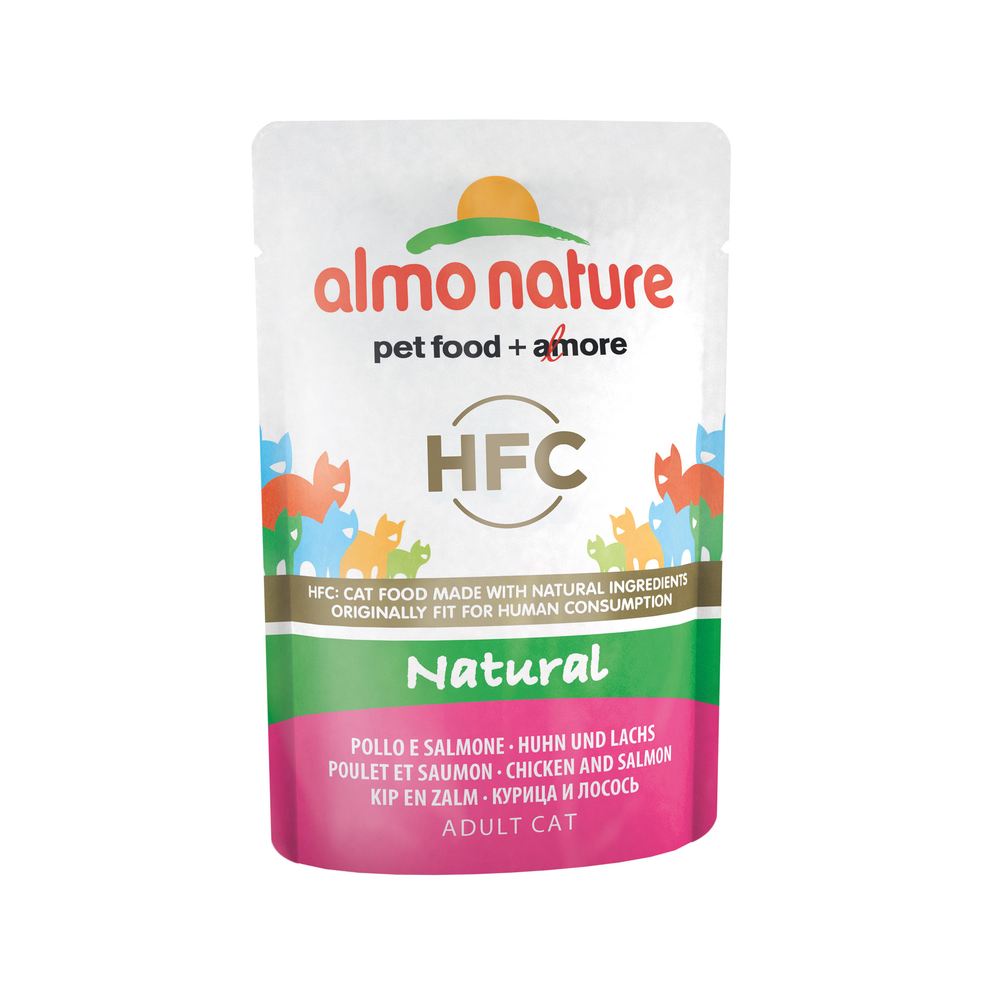 Almo Nature HFC Natural Katzenfutter – Dosen – Huhn & Lachs – 24 x 55 g