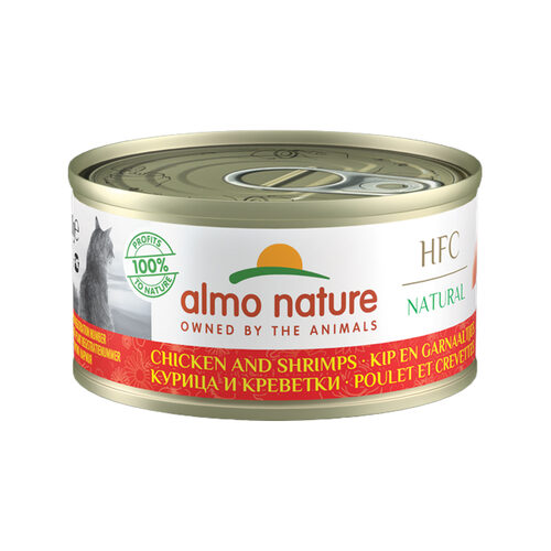 Almo Nature HFC 70 Natural Katzenfutter – Dosen – Huhn & Garnelen – 24 x 70 g