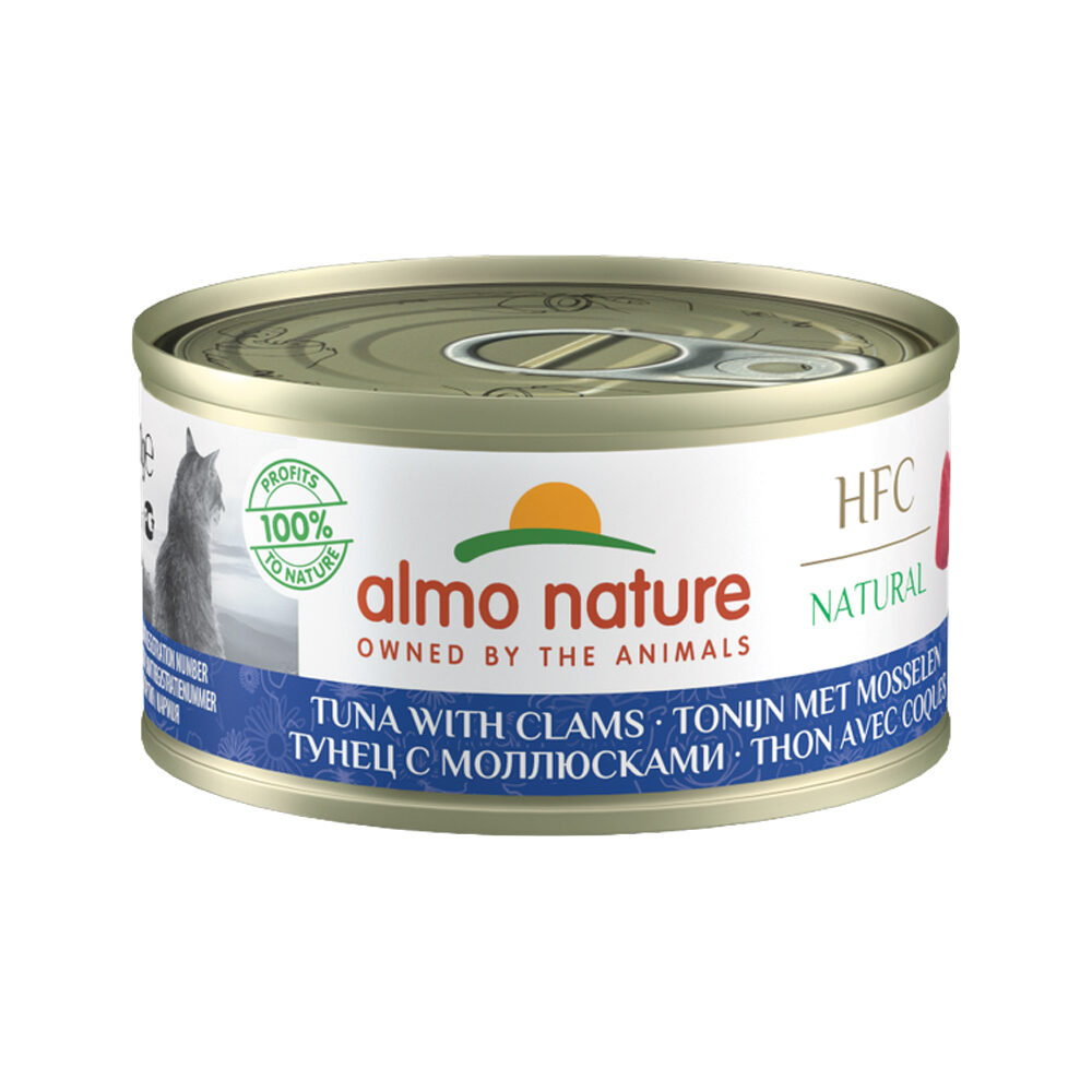Almo Nature HFC 70 Natural Katzenfutter – Dosen – Thunfisch & Muscheln – 24 x 70 g