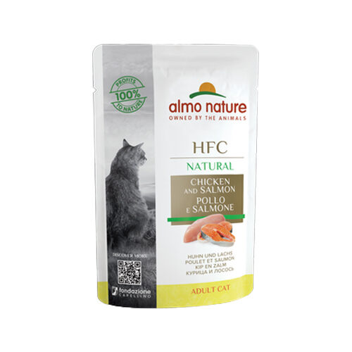 Almo Nature HFC Natural Katzenfutter – Dosen – Huhn & Lachs – 24 x 55 g