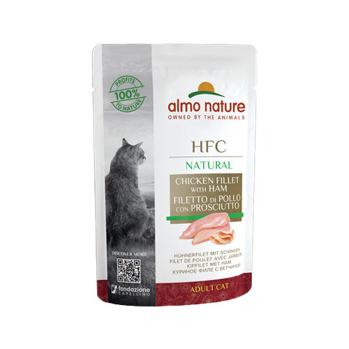 Almo Nature HFC Raw Pack Hundefutter – Frischebeutel – Huhn & Schinken – 24 x 55 g
