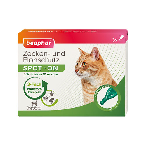 Beaphar Zecken- und Flohschutz Spot-On für Katzen – 3 x 0,8 ml