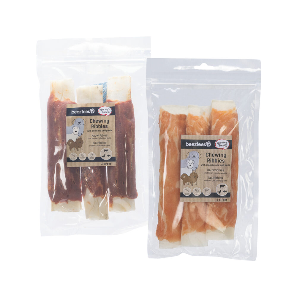 Beeztees Kauwribs Hundesnack – Ente und Kabeljau