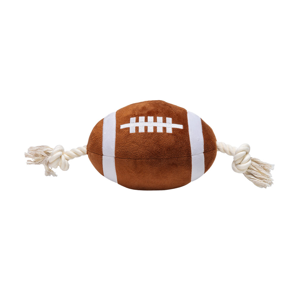 Beeztees Rugbyball mit Seil – 37 cm