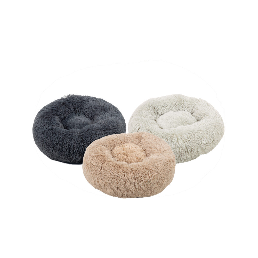 Beeztees Yali Plüsch-Donut-Bett – Beige – 70 cm