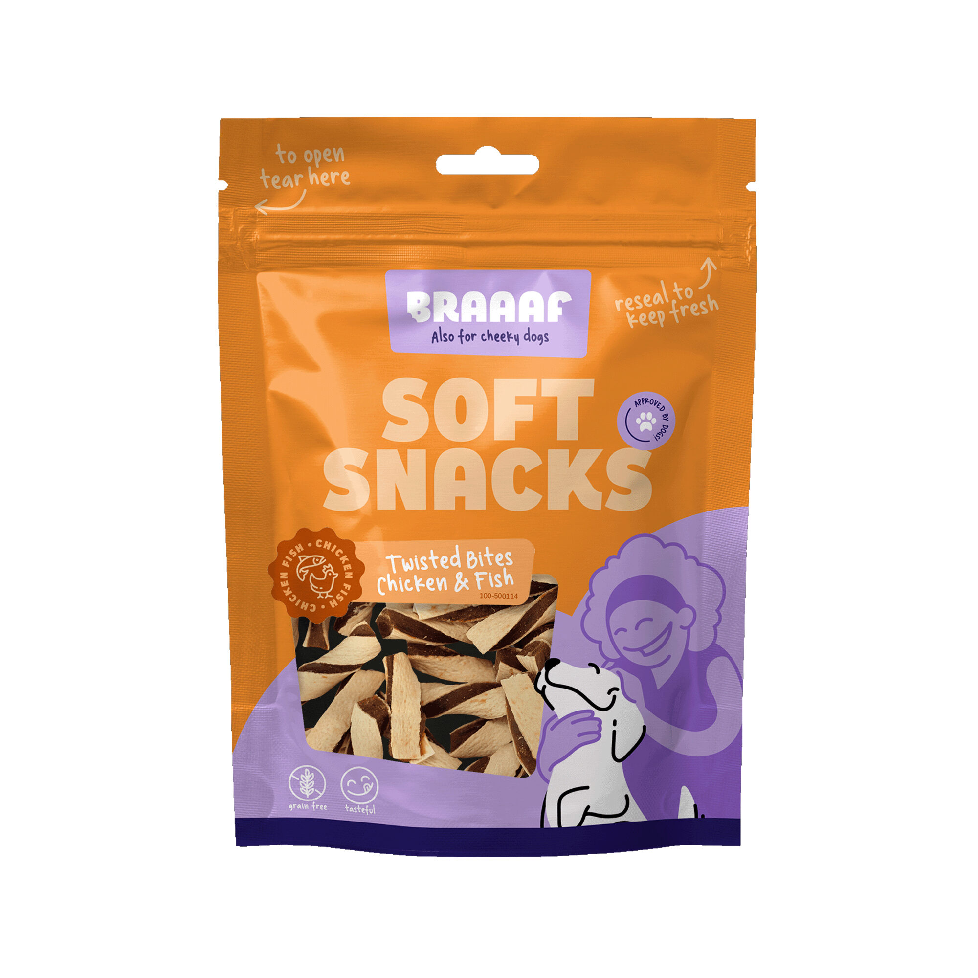 Braaaf Gedrehte Bites mit Huhn und Fisch – 85 g