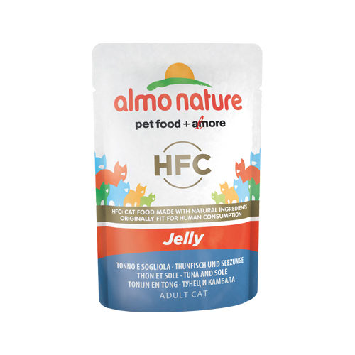 Almo Nature HFC Jelly Katzenfutter – Frischebeutel – Thunfisch & Seezunge – 24 x 55 g