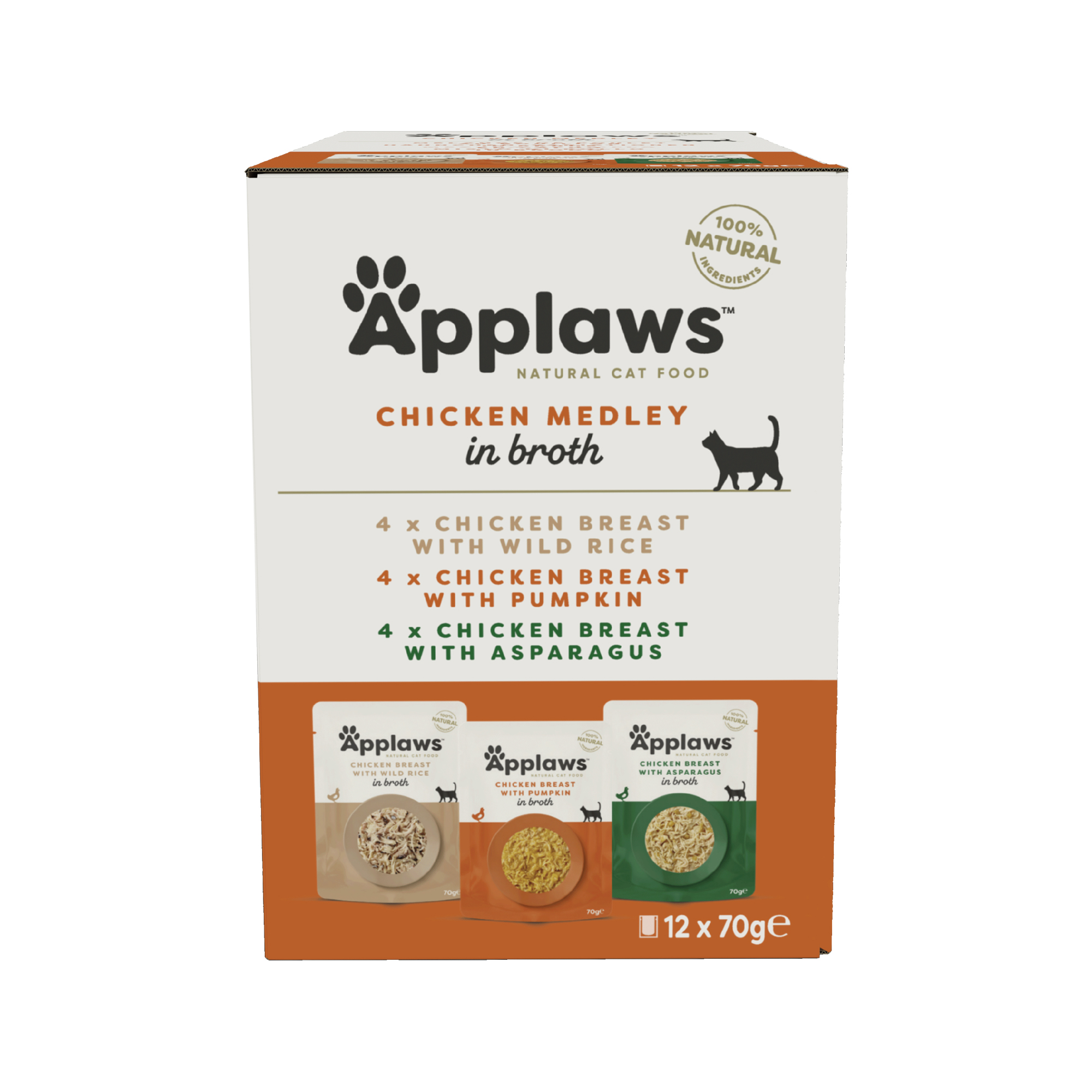 Applaws Multipack Katzenfutter – Frischebeutel – Chicken in Broth – 12 x 70 g