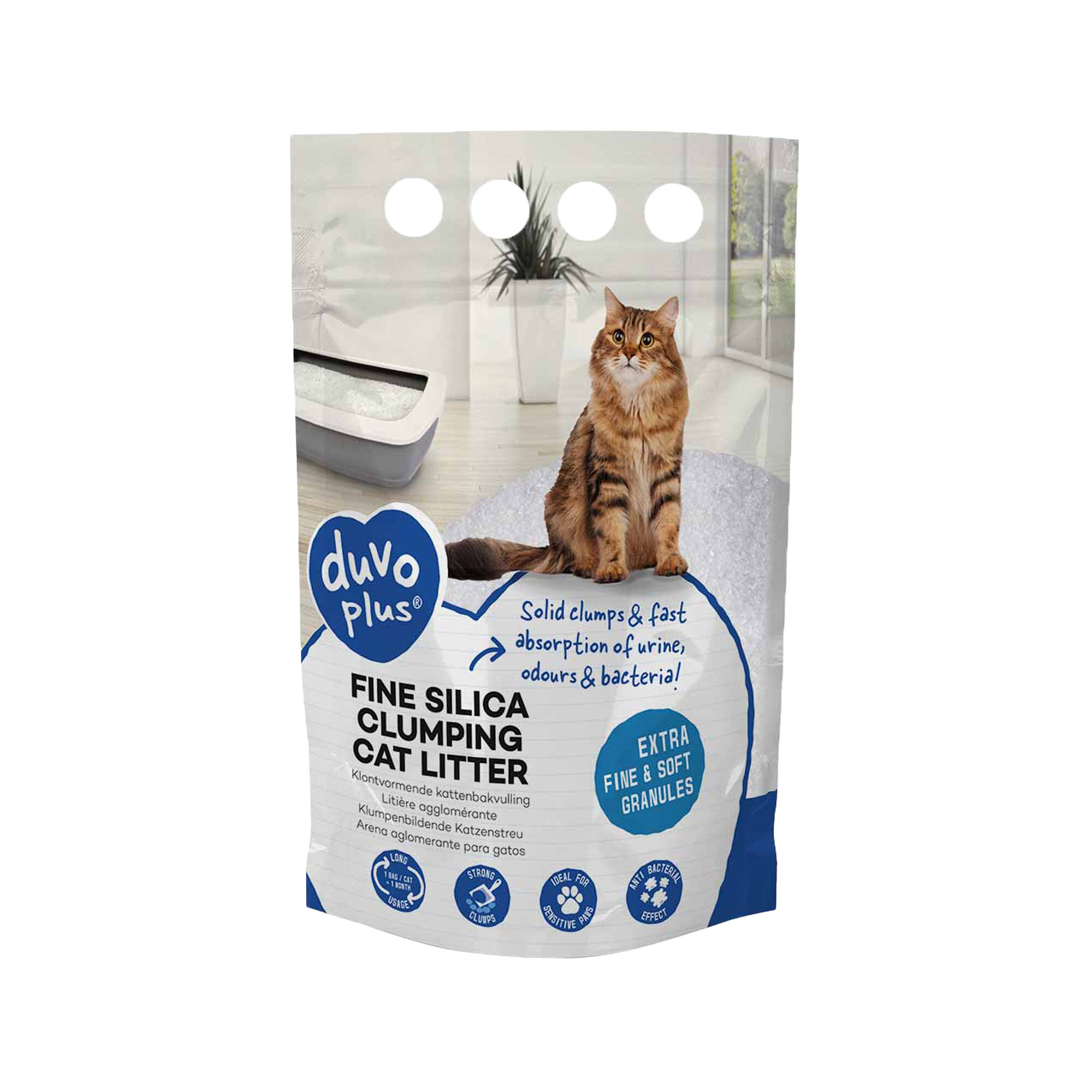 Duvo+ Premium Feine Silica Katzenstreu – Klumpend – 5L