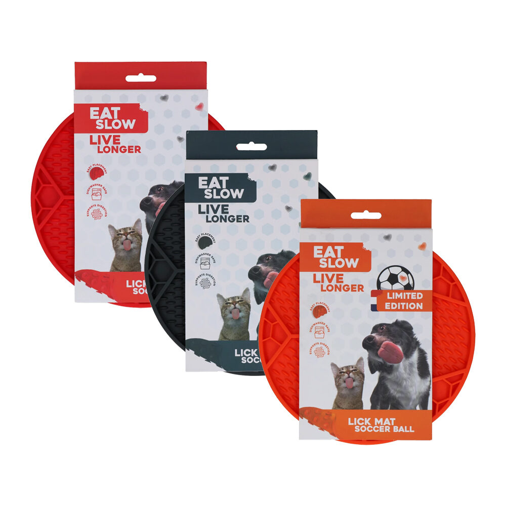 Eat Slow Live Longer Leckmatte Fußball – Rot – Ø 22 cm Eat Slow Live Longer Leckmatte Fußball – Rot – Ø 22 cm