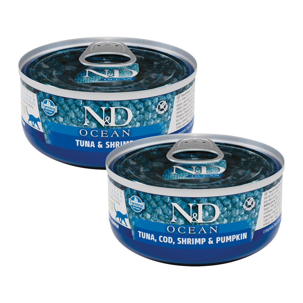 Farmina N&D Ocean Adult Nassfutter – Thunfisch & Garnele – 24 x 70 g