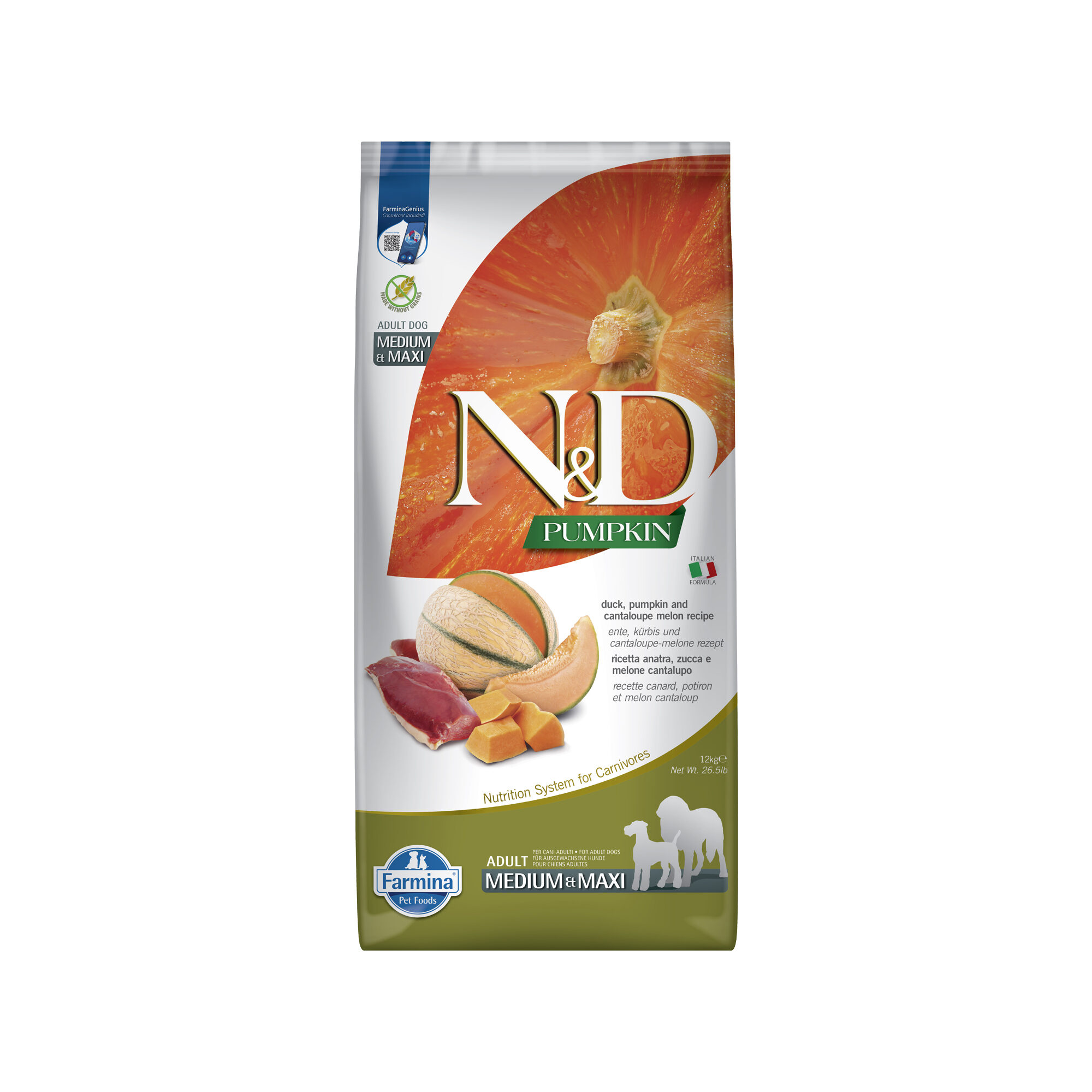 Farmina N&D Pumpkin Ente und Melone Adult Dog Medium & Maxi – 12 kg Farmina N&D Pumpkin Ente und Melone Adult Dog Medium & Maxi – 12 kg