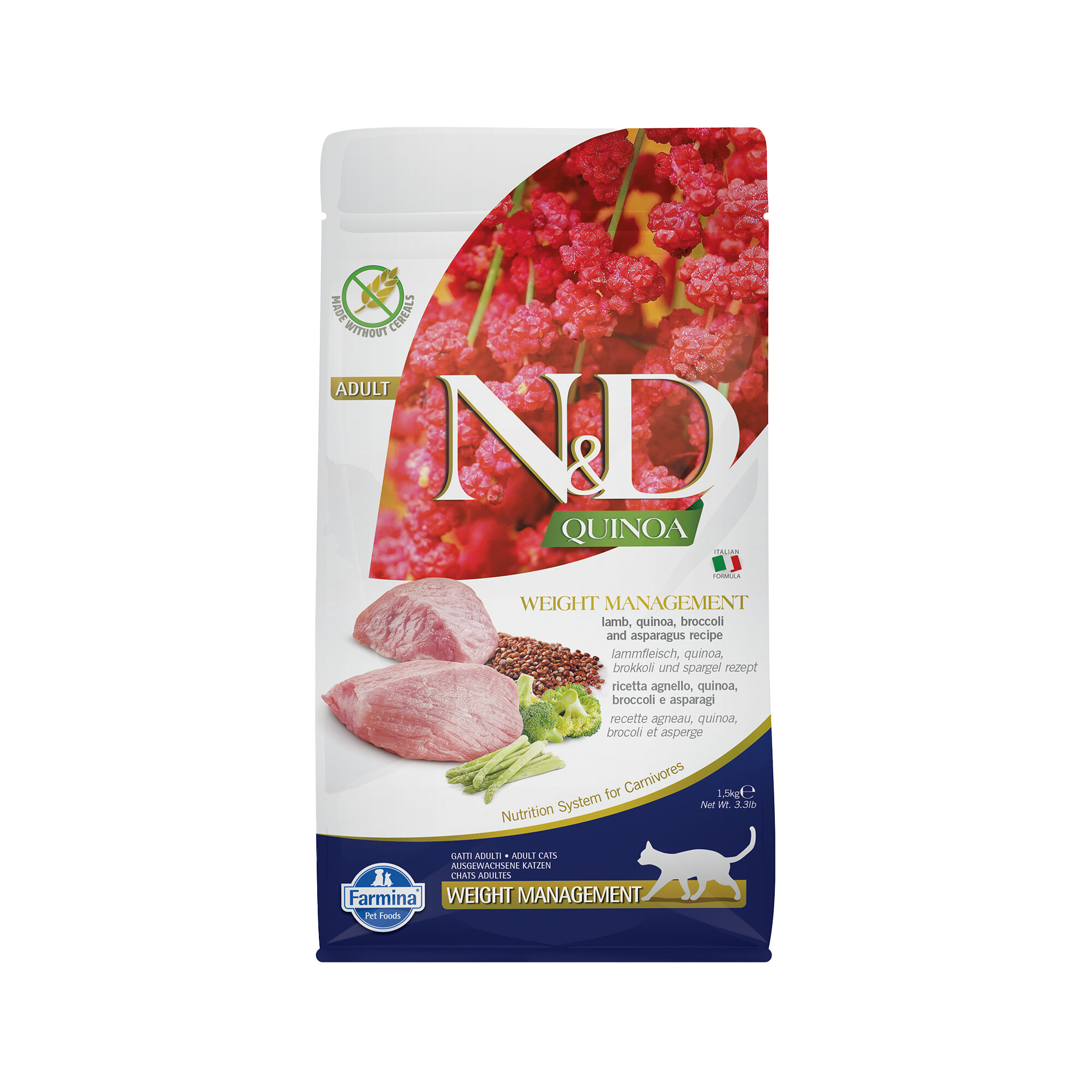 Farmina N&D Quinoa Gewichtsmanagement Adult Katzenfutter – Lamm – 1,5 kg