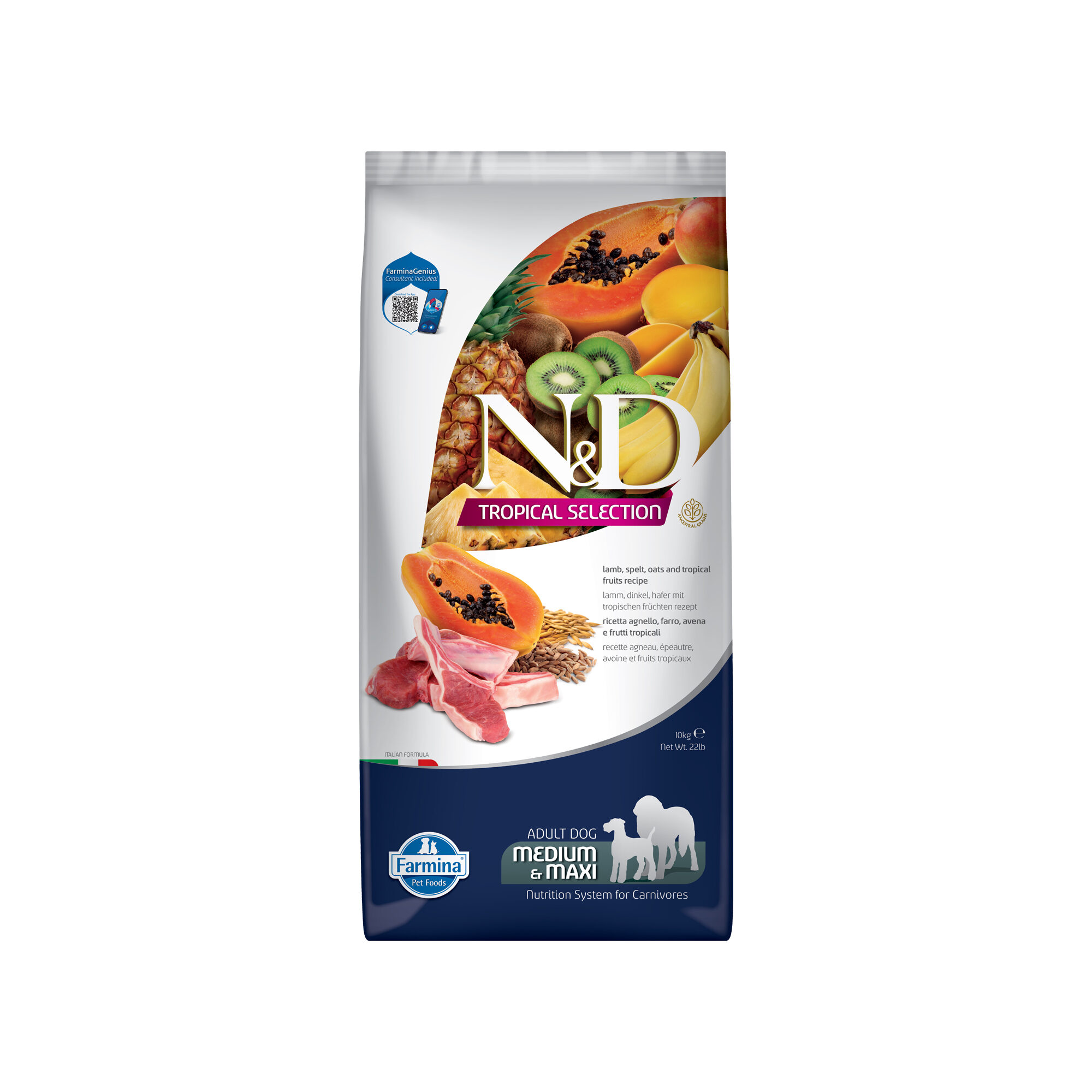 Farmina N&D Tropical Adult Dog Medium & Maxi – Lamm – 10 kg