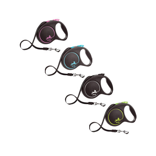 Flexi Rollleine Design – Schwarz/Blau – M