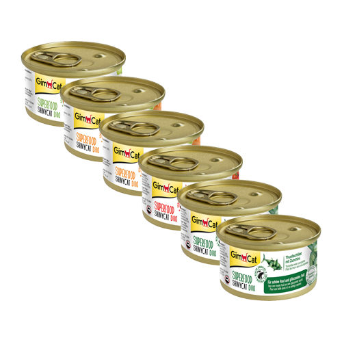 GimCat Superfood ShinyCat Duo Katzenfutter – Dosen – Hühnerfilet & Apfel – 24 x 70 g