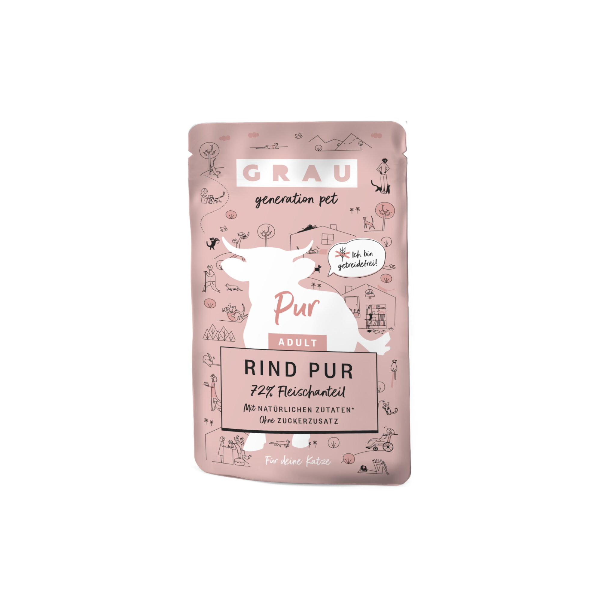 Grau Adult Pur Katzenfutter – Rindfleisch – Beutel – 16 x 125 g