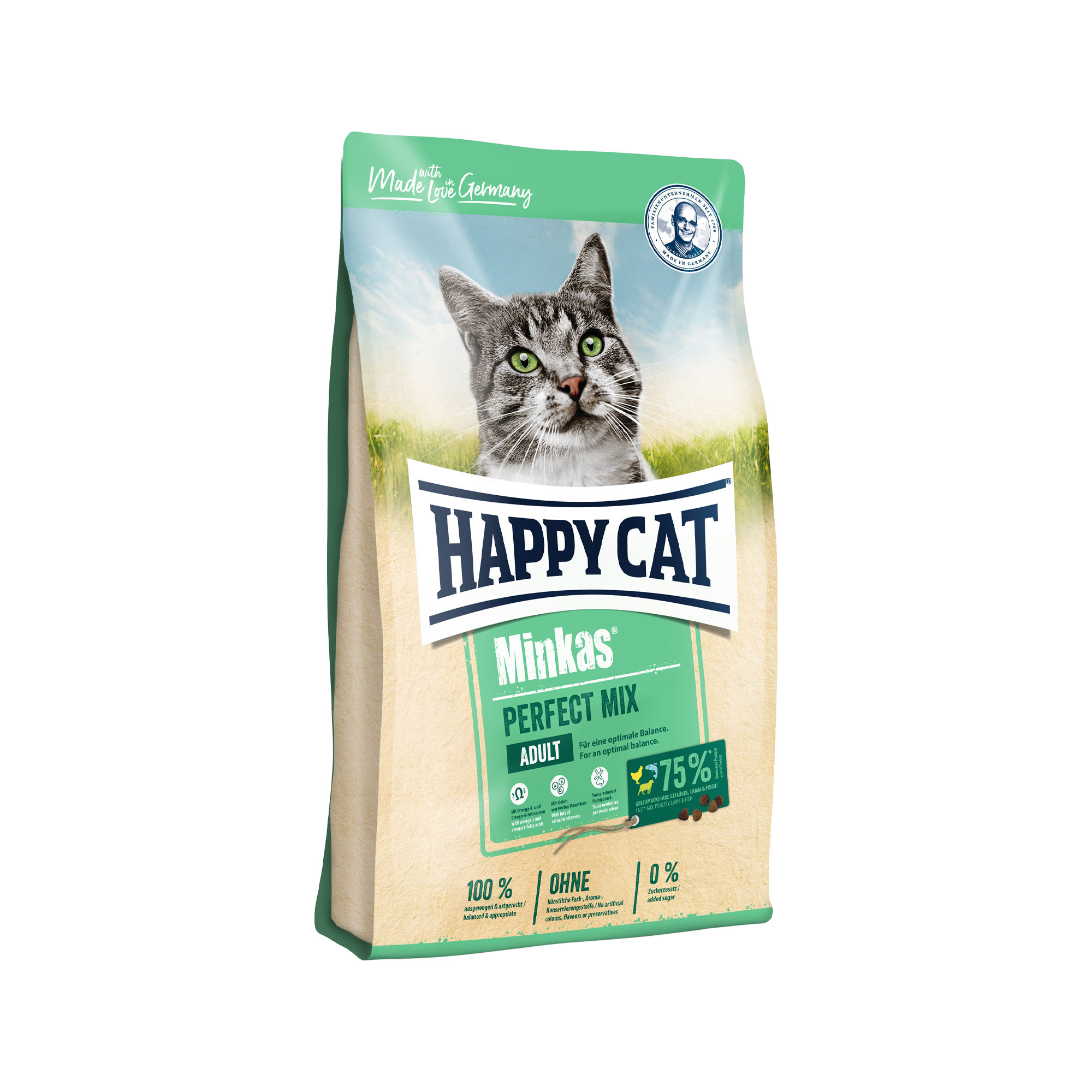 Happy Cat Minkas Perfect Mix Adult Katzenfutter – Geflügel, Lamm & Fisch – 10 kg