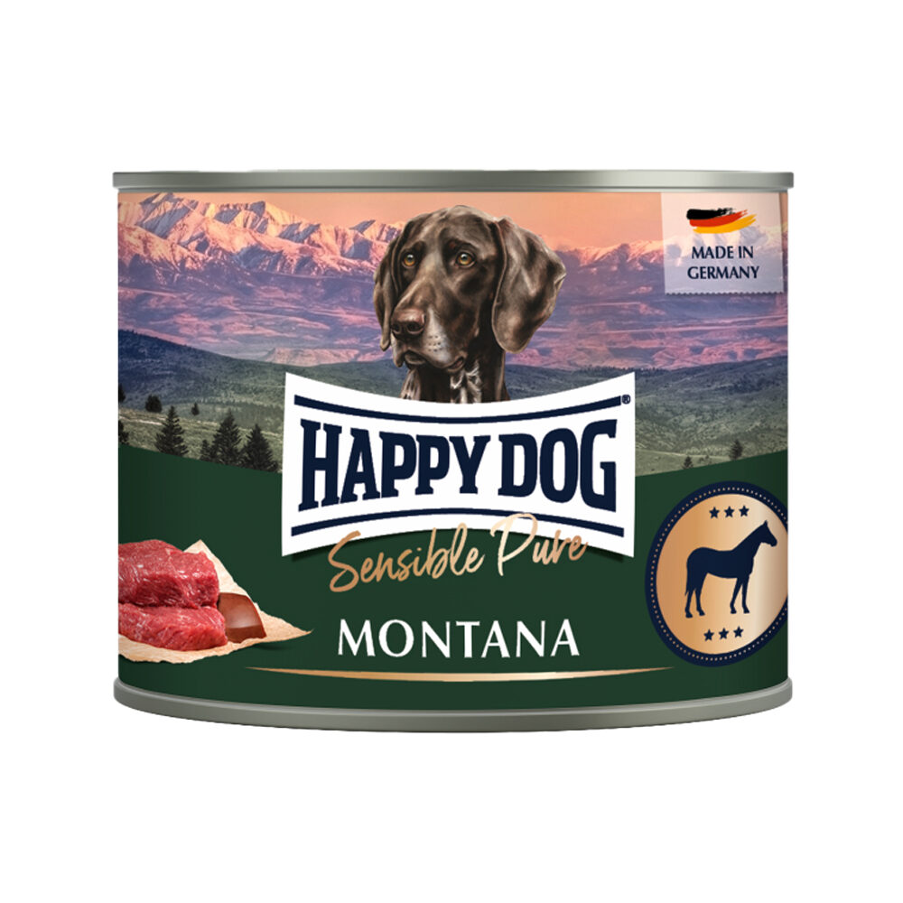 Happy Dog Pferd Pur Hundefutter – Dosen – 6 x 200 g