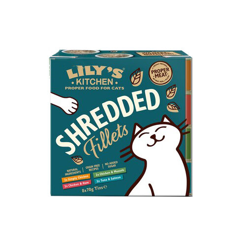 Lilys Kitchen Cat Shredded Fillets – Multipack – 8 x 70 g