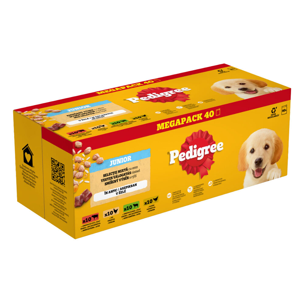 Pedigree Junior Auswahl in Gelee Frischebeuteln – 40 x 100 g