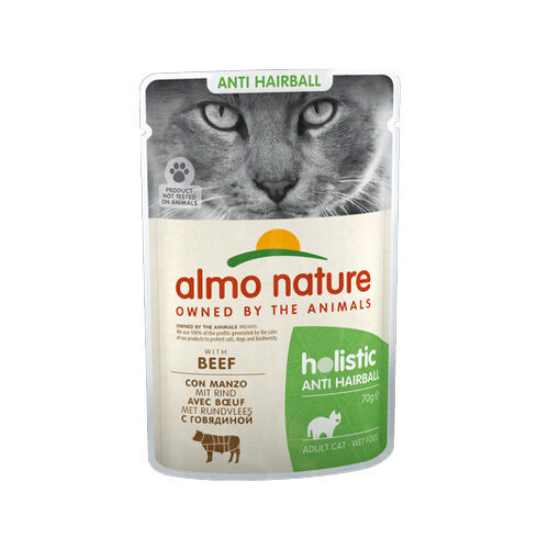 Almo Nature Anti Hairball Katzenfutter – Frischebeutel – Rind – 30 x 70 g