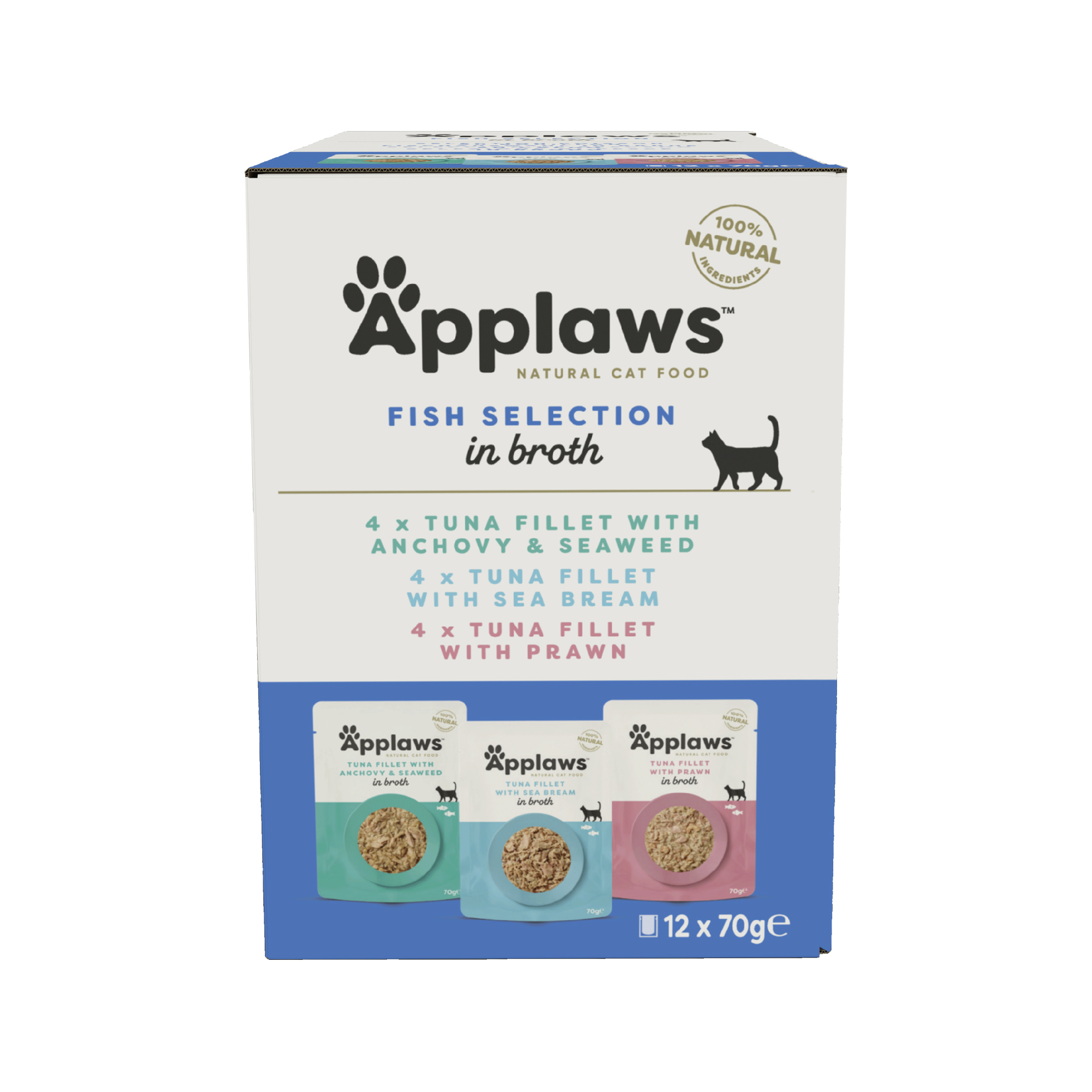 Applaws Multipack Katzenfutter – Frischebeutel – Fish in Broth – 12 x 70 g