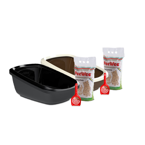 PeeWee EcoGranda Katzenklo Starter-Paket – Schwarz