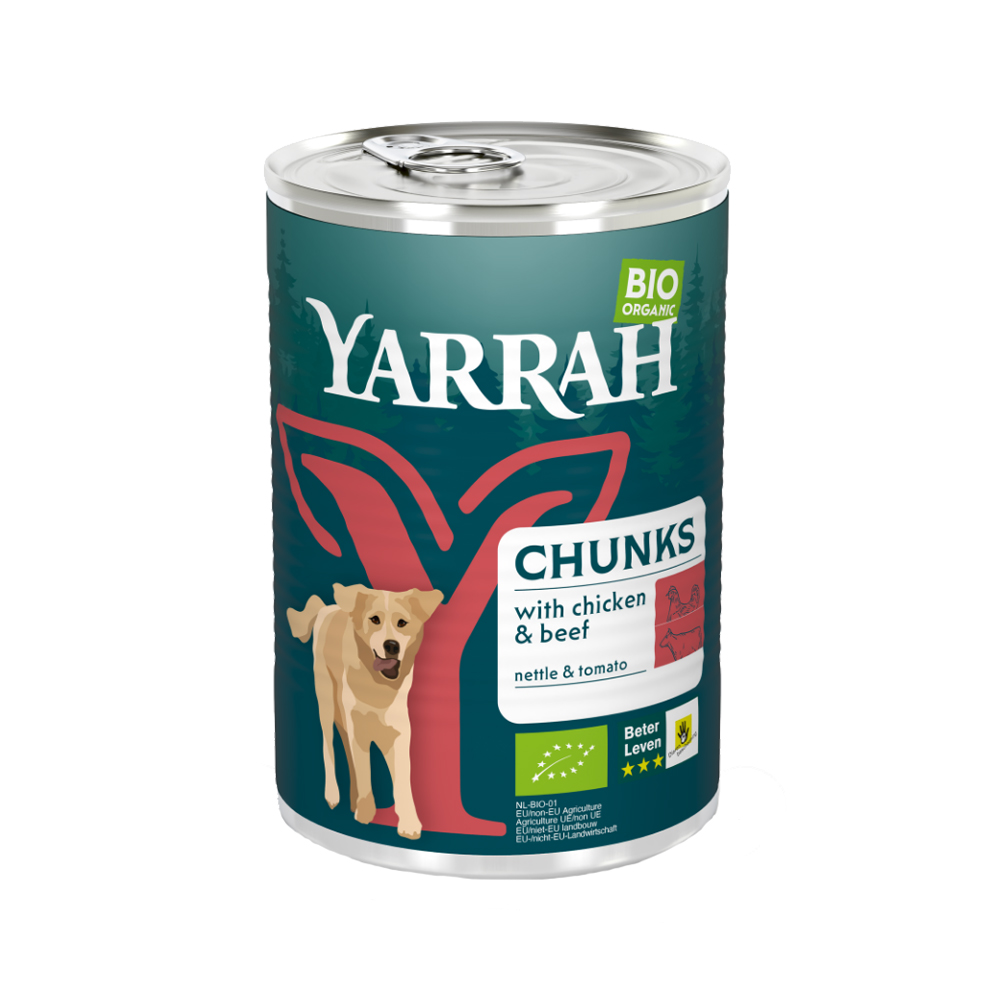 Yarrah Bio Chunks in Soße Hundefutter – Dosen – Rind und Huhn – 6 x 820 g Yarrah Bio Chunks in Soße Hundefutter – Dosen – Rind und Huhn – 6 x 820 g