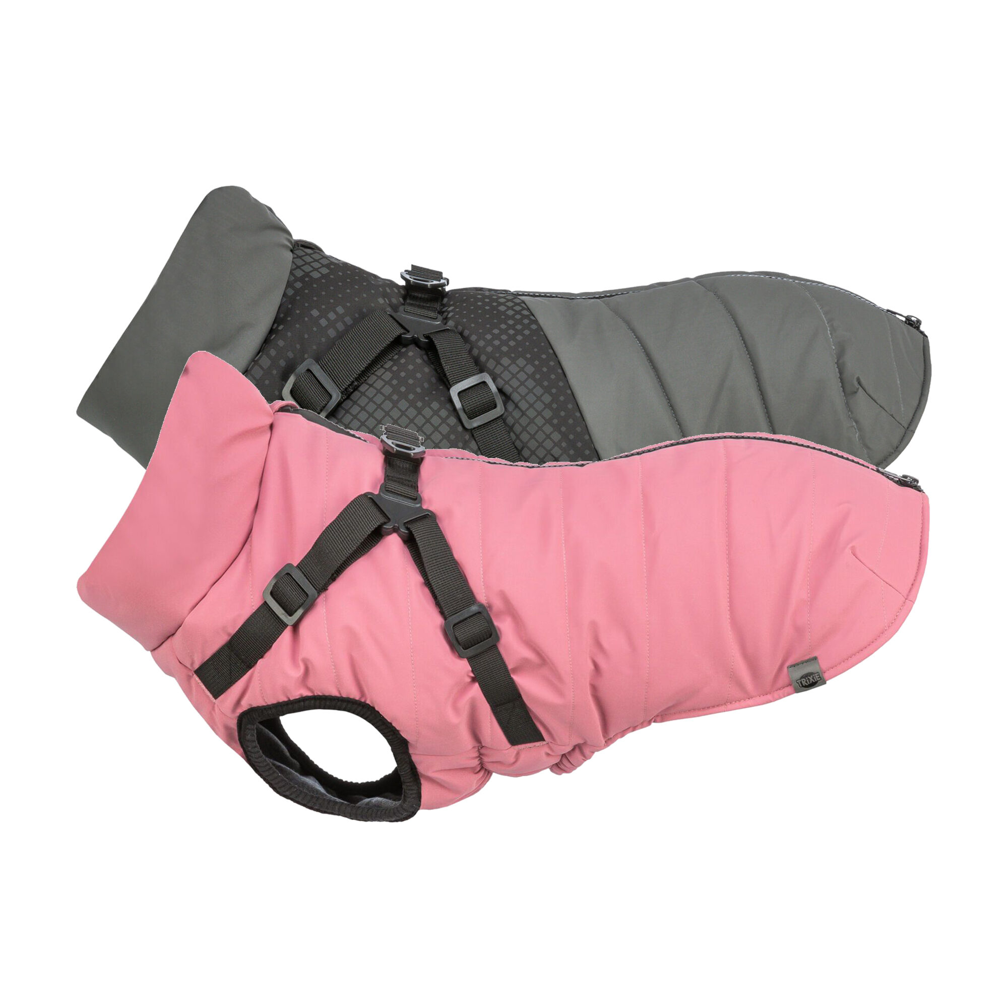 Trixie Winterjacke mit Geschirr Pontis Reflect – Grau – M – 45 cm