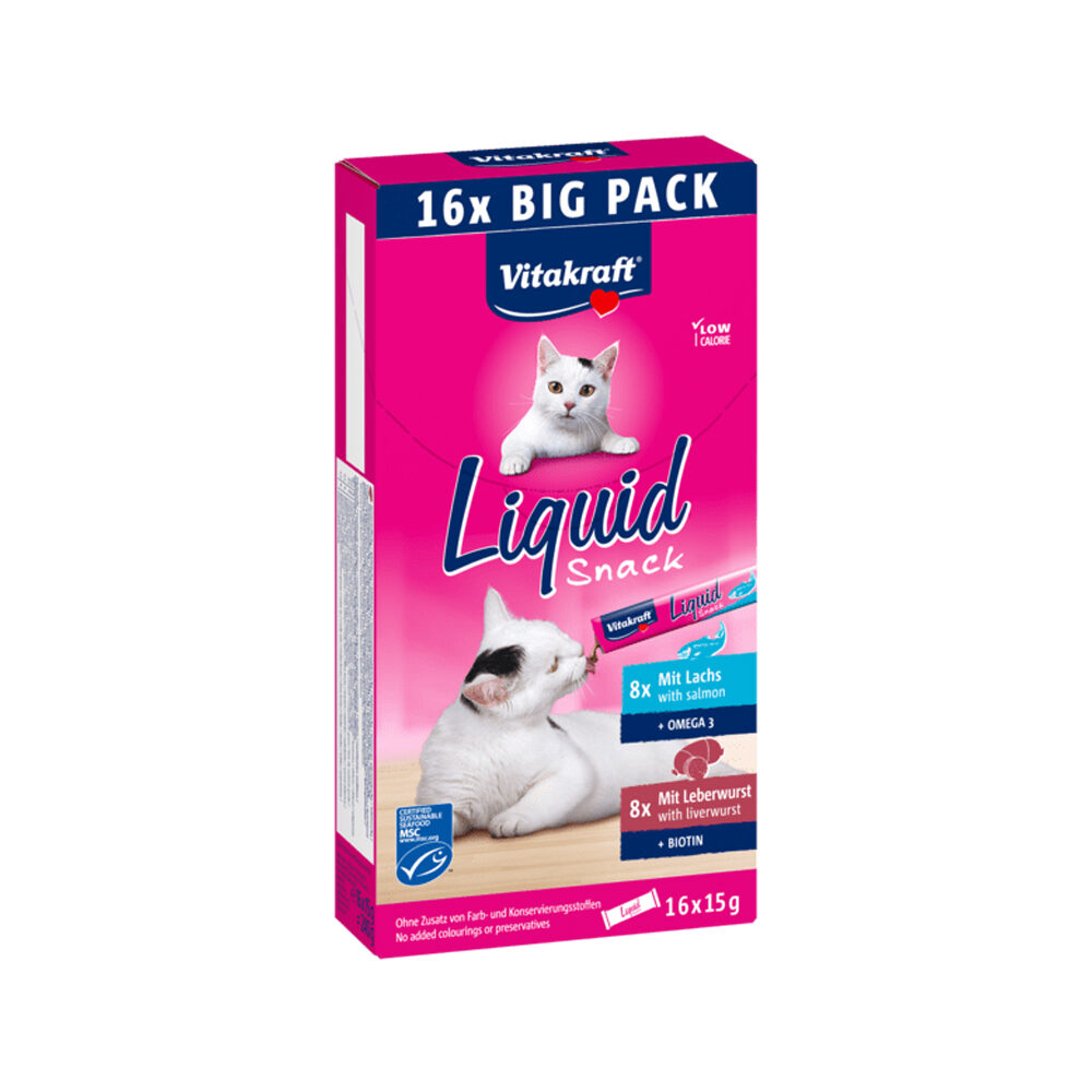 Vitakraft Cat Liquid Snack Multipack – Lachs und Leberwurst