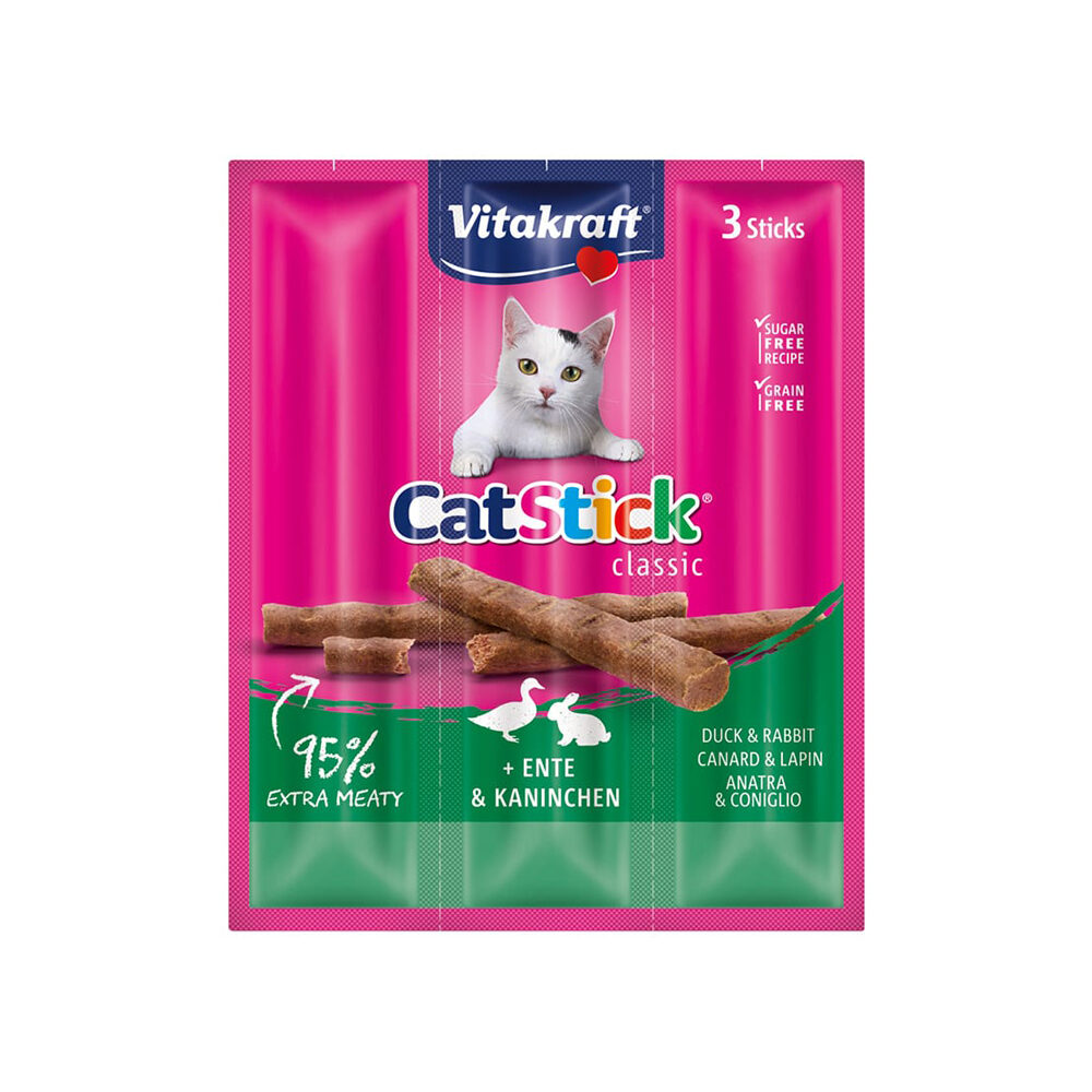 Vitakraft Cat Stick Mini – Ente & Kaninchen – 8 + 2 gratis