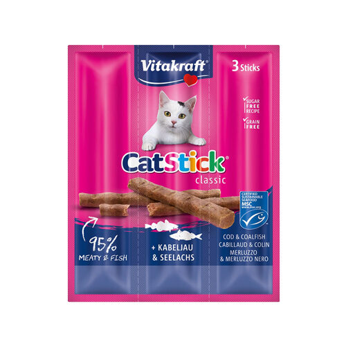 Vitakraft Cat Stick Mini – Kabeljau & Seelachs – 8 + 2 gratis