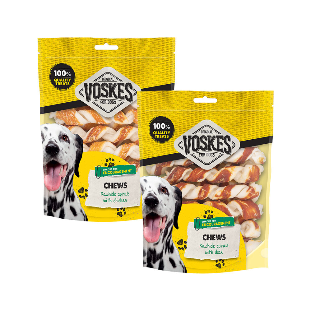 Voskes Rawhide Spiralen – Rindfleisch & Ente – 20 Stück
