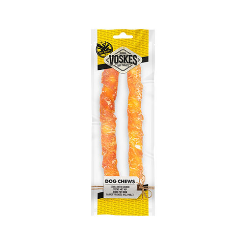Voskes Stick aus Rinderhaut mit Hühnchen – 2 x 25 cm Voskes Stick aus Rinderhaut mit Hühnchen – 2 x 25 cm