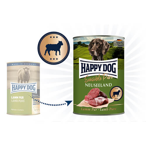 Happy Dog Pur Hundefutter – Dosen – Lamm – 6 x 200 g