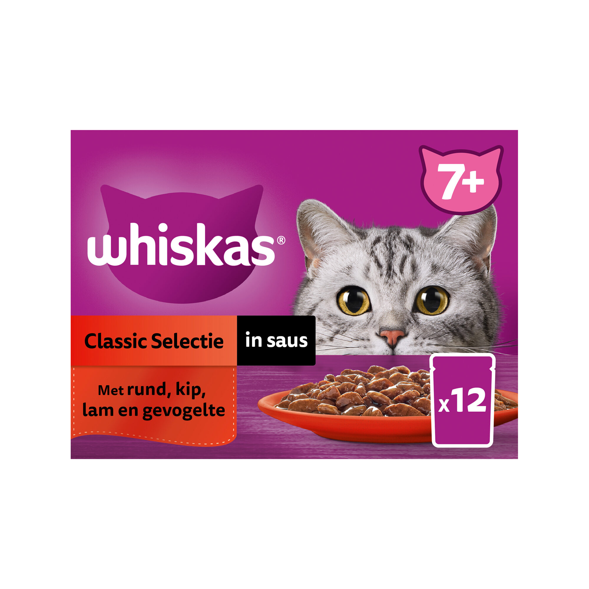 Whiskas 7+ Classic Selection in Sauce – Mahlzeitenbeutel – 12 x 85 g