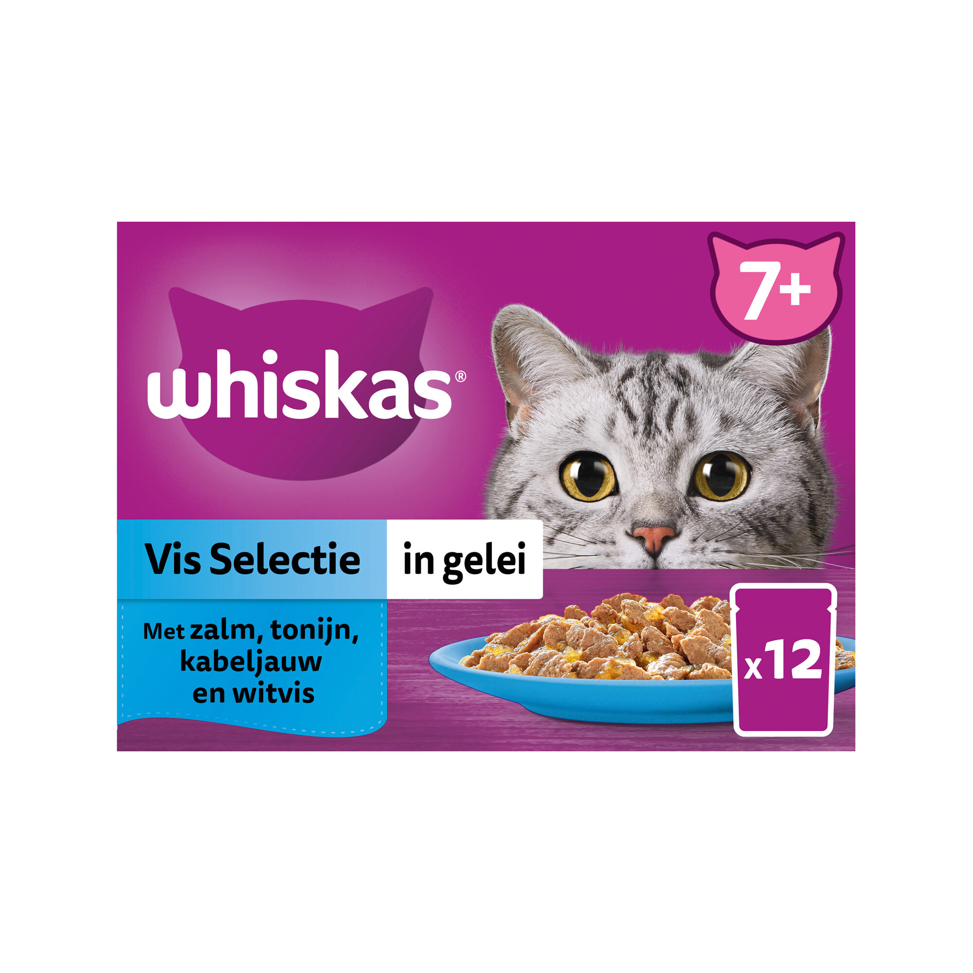 Whiskas 7+ Nassfutter – Auswahl in Gelee – Fisch – 12 x 85 g