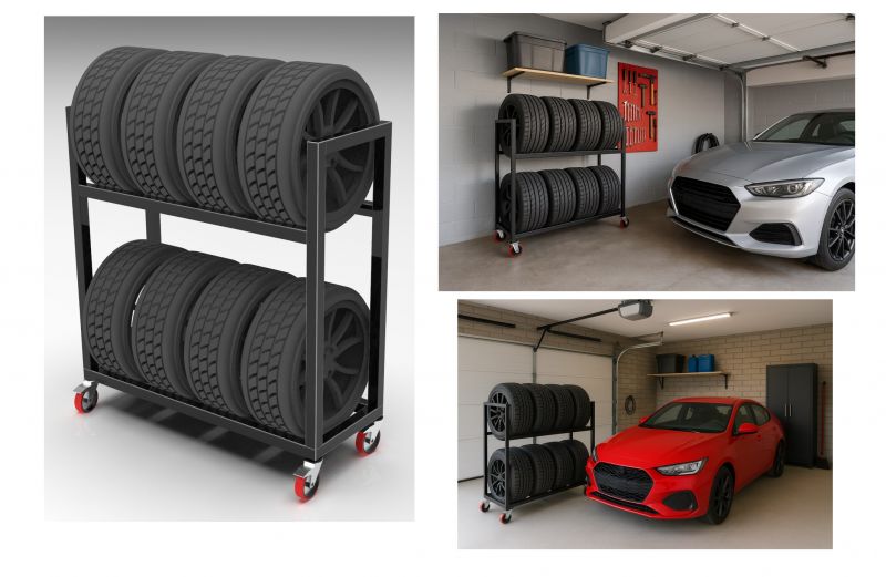 Wózek stojak stelaż na koła opony garaż warsztat - zdjęcie 3