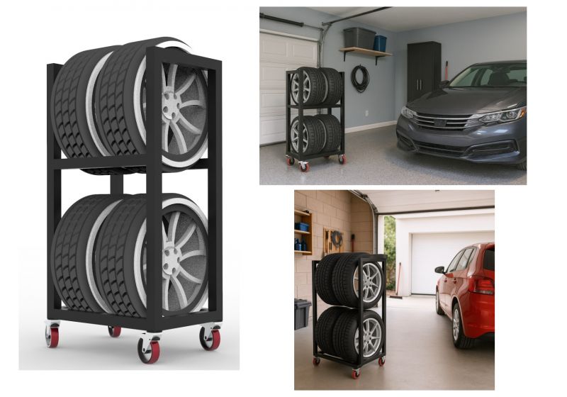 Wózek stojak stelaż na koła opony garaż warsztat - zdjęcie 1