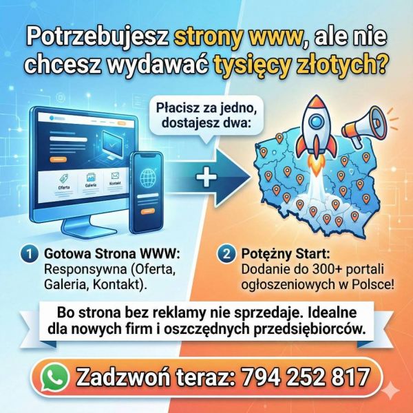 HIT: Strona WWW + Reklama w 300 miejscach!   - zdjęcie 1