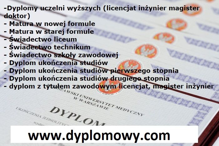 Dyplom studiów wyższych, Matura,  Świadectwa, Dokumenty i inne. - zdjęcie 1