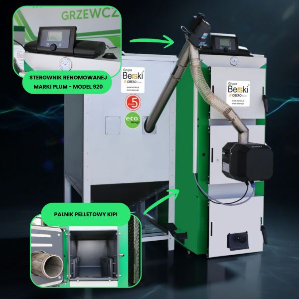 DrewKo Hybrid 24 kW – Dwupaliwowy (Pellet / Drzewo) - zdjęcie 1