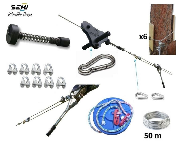 Tyrolka zjazd linowy z siedziskiem liną lina 50m bloczek podwójny - zdjęcie 5